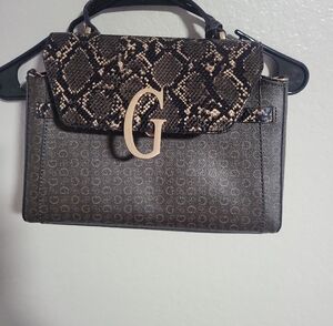 Guess Snakeskin and Brown Satchel